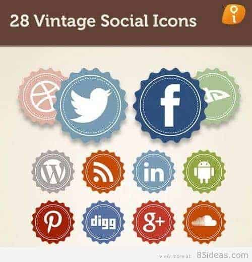 28 Vintage Social Icons
