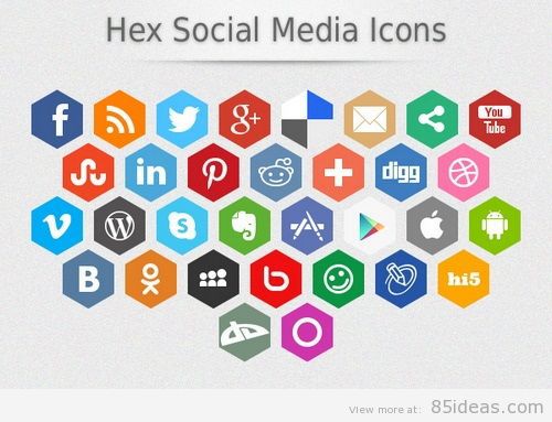 Hex Social Media Icons